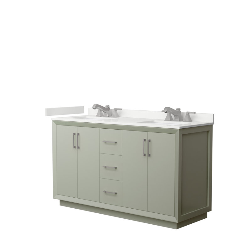 Strada 60'' W Double Vanity, WDX13302, Light Green, Satin Bronze