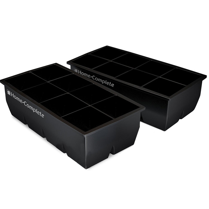 Grands moules à glaçons - Ensemble de 2 plateaux en silicone pour 8 grands cubes de 2 po x 2 po - Sans BPA, eau glacée flexible, limonade, cocktails et plus encore - Plateau à glaçons