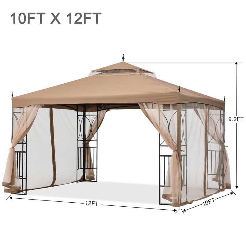Steel Patio Gazebo The Soft Roof Gazebos, Khaki, 10 ft x 10 ft