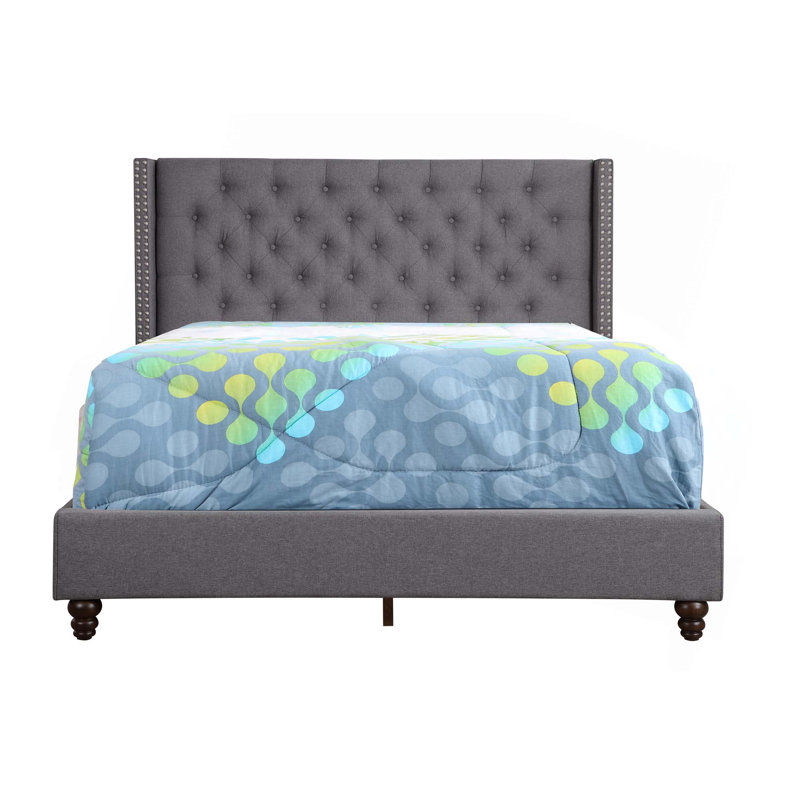 Lit chic chic pour les espaces modernes, gris, Double