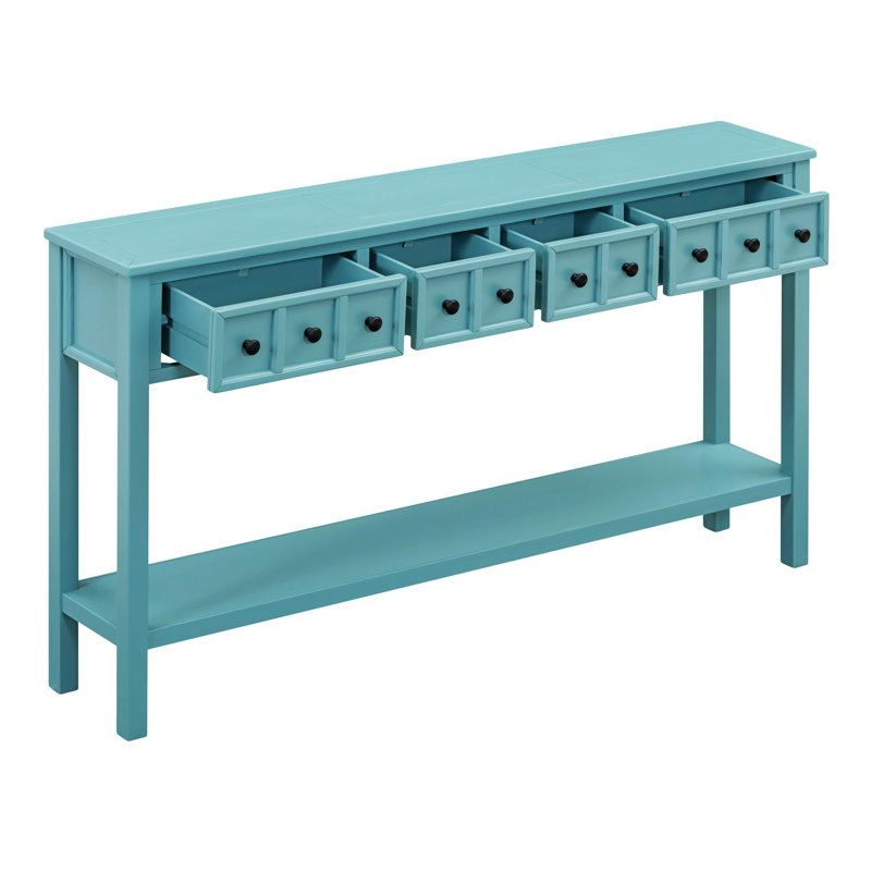 Rustic Entryway Console Table, Turquoise Green