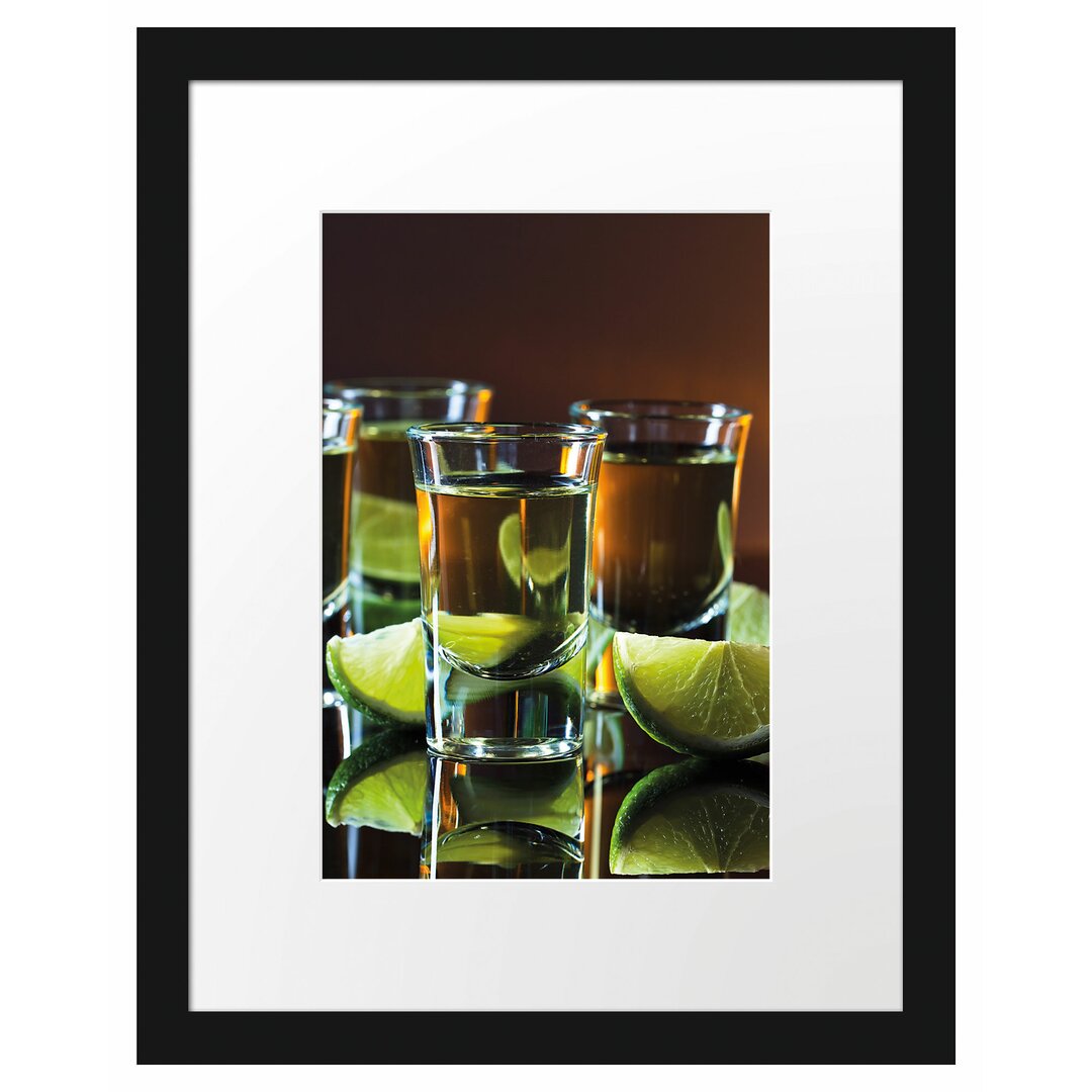 Gerahmtes Poster Tequila mit Limetten