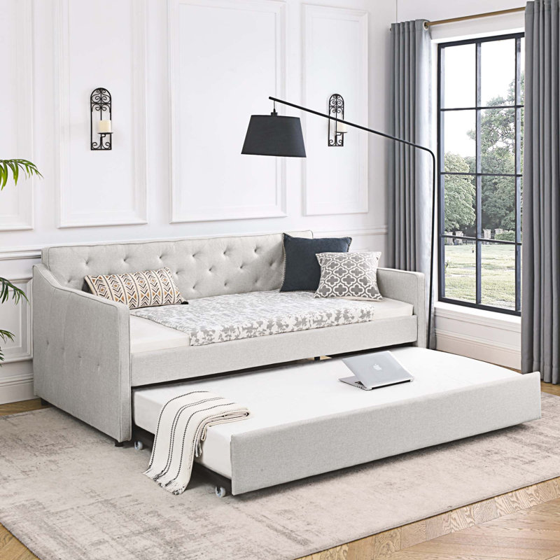 Lit de jour rembourré Natrina, Beige