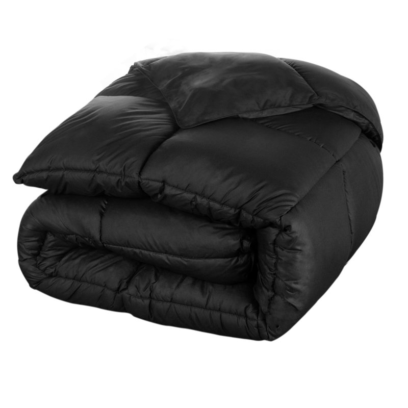 Édredon en duvet synthétique toutes saisons Grand Down - moelleux et hypoallergénique, Édredon simple, Noir