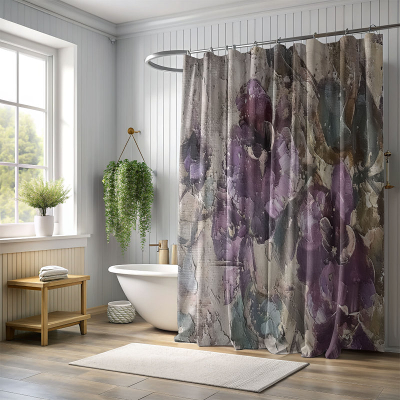 Floral Shower Curtain, 74"H x 71"W