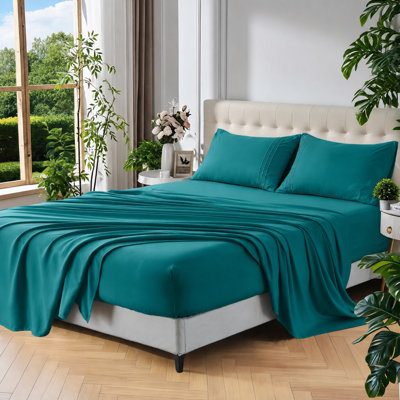 Queen Sheet Set - 4-Piece Ultra-Soft Bedding, Comfy Breathable & Cooling Sheets, 16-Inch Deep Pocket, Brushed Microfiber, Teal