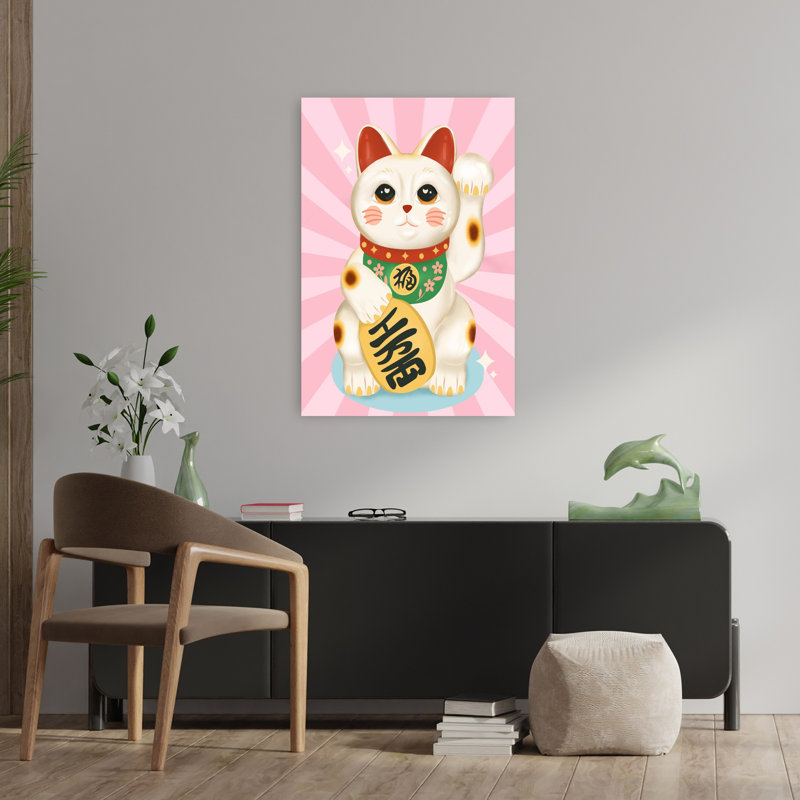 Art mural Maneki Neko, H 36 po x l 24 po