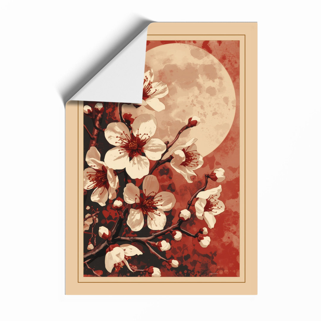 Moonlit Cherry Blossom Japandi - Framed Print