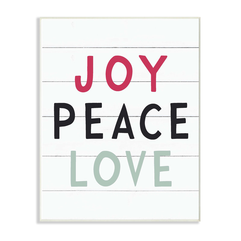 « fêtes en planches look joy love love typography », impression, H 15 po x l 10 po x P 0,5 po, Plaque murale