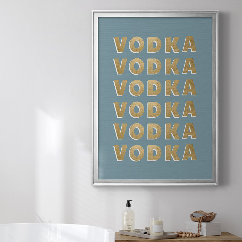 45_Vodka toile encadrée de qualité supérieure, Argent, H 30,5 po x l 22,5 po x P 1 po