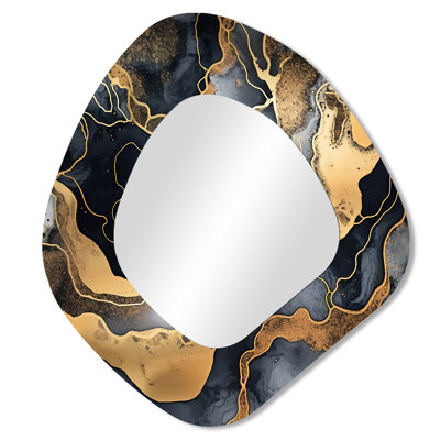 Miroir mural pleine forme or et marbre gris Fullerton