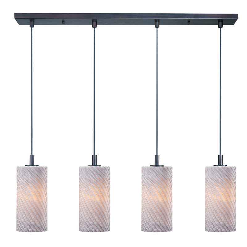 4 - Light Kitchen Island Pendant, Bronze / 12" / ambre ondulation / LED