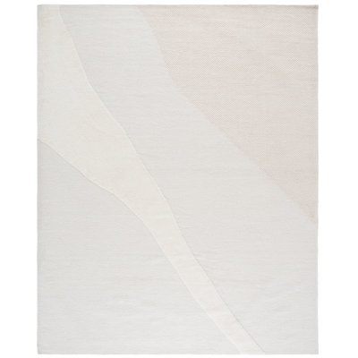 Campeaux Hand Woven Wool/Cotton Solid Color Rug in Ivory