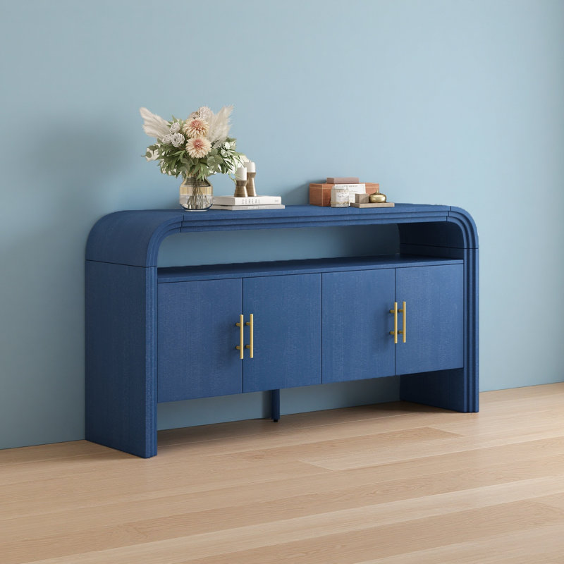 Élégant buffet avec placage de sapin traité, convenant au vestibule, Bleu