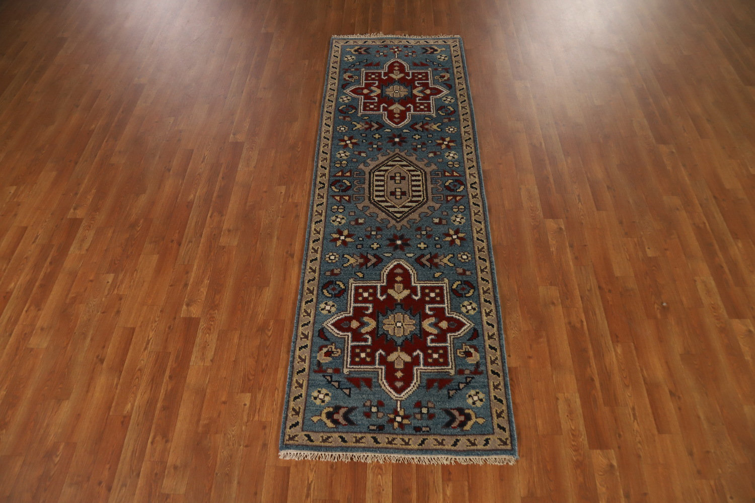 Wildon Home® Light Blue Traditional Indian Runner Rug 3x8 | Wayfair