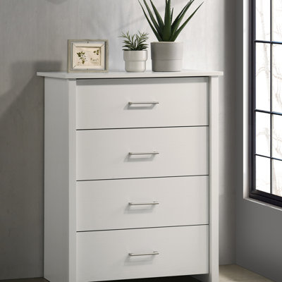 Commode 4 tiroirs avec poignées argentées Celeste