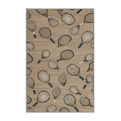 Washable Tennis rackets Sports Area Rug