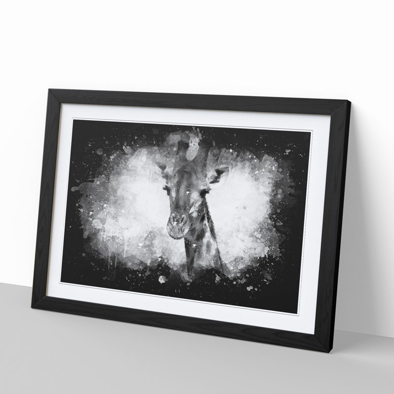 Giraffe Vol.3 - Picture Frame Painting, 27cm H x 36cm W x 2cm D, Black Framed