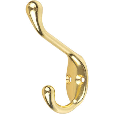 Brass Plated Heavy Duty Hat and Coat Hook | 3-1/2 x 1/2