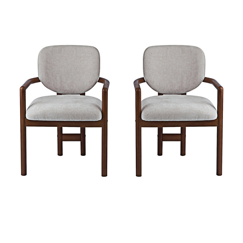 Chaise rembourrée avec accoudoirs (ensemble de 2), Noyer