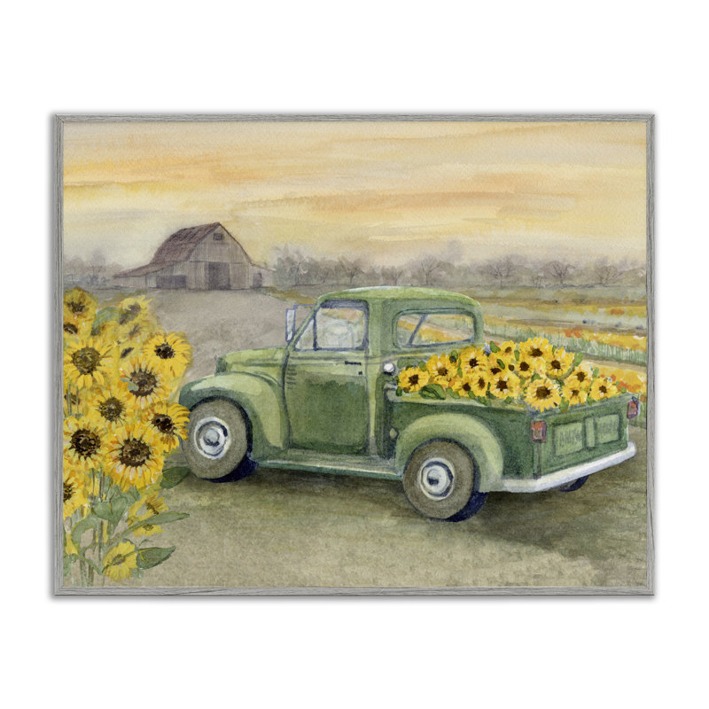 Giclée encadrée de tournesol sauvage, conception de Patti Bishop, H 16 po x l 20 po, Estampe numérique Farmhouse