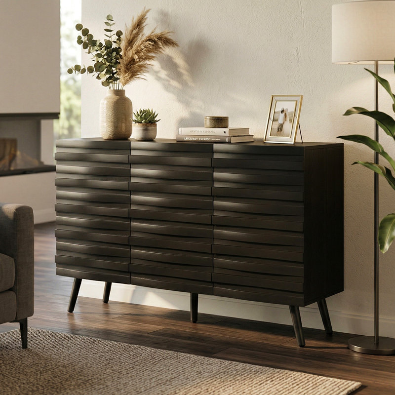 Modern 3-Door Geometric Storage Cabinet