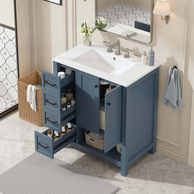Meuble-lavabo en bois avec lavabo