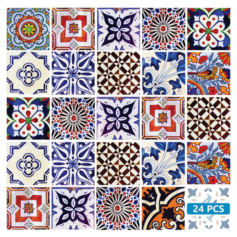 Carrelage mosaïque auto-adhésif en vinyle 5 po x 5 po (ensemble de 24)