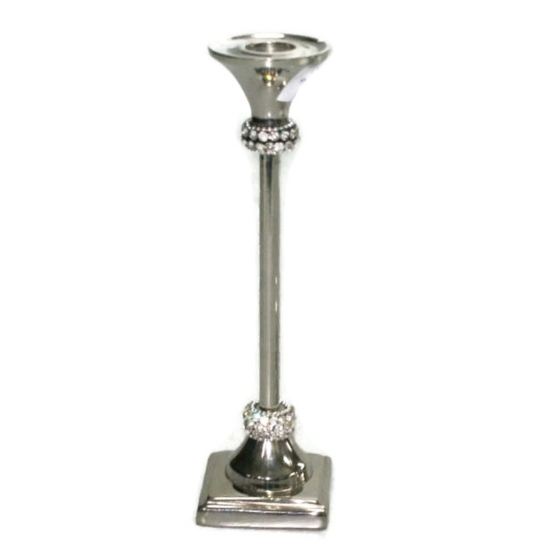 Stainless Steel Tabletop Candlestick, 6" H x 2" W x 2.5" D