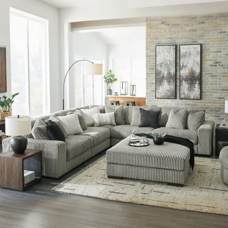 Canapé modulaire Lindyn, Polyester à 100 % brouillard