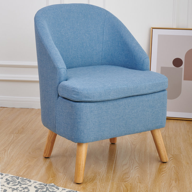 Danaysy Upholstered Club Chair, Blue Polyester Blend
