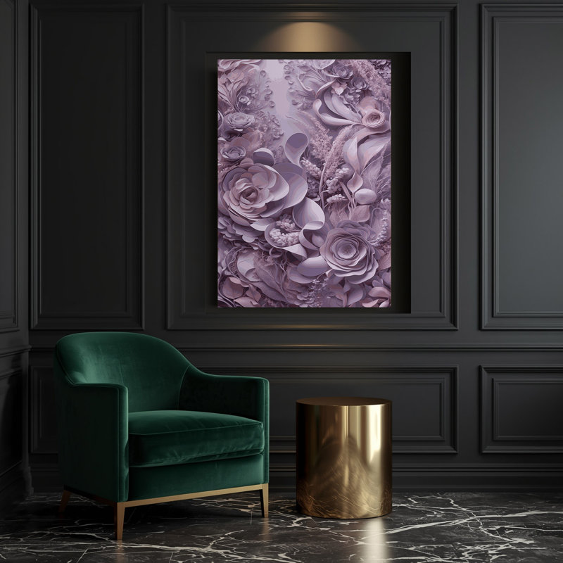 «Abstract Florals 90», art mural sur toile mauve, H 36 po x l 24 po