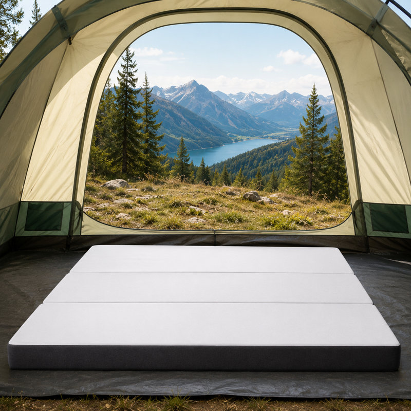 Matelas pliable polyvalent en mousse à mémoire de forme pliable de 6 pouces pour matelas de camping, camping-car, voyage, yoga et lit d'invité