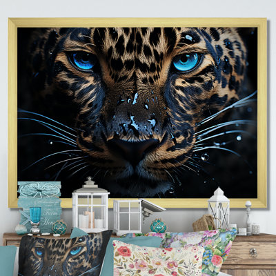 Leopard Nocturnal Souverain Nightime Blues I - art mural léopard pour le salon