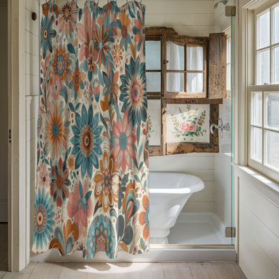 Rideau de douche standard 1 pièce Groovy Blossom Burst