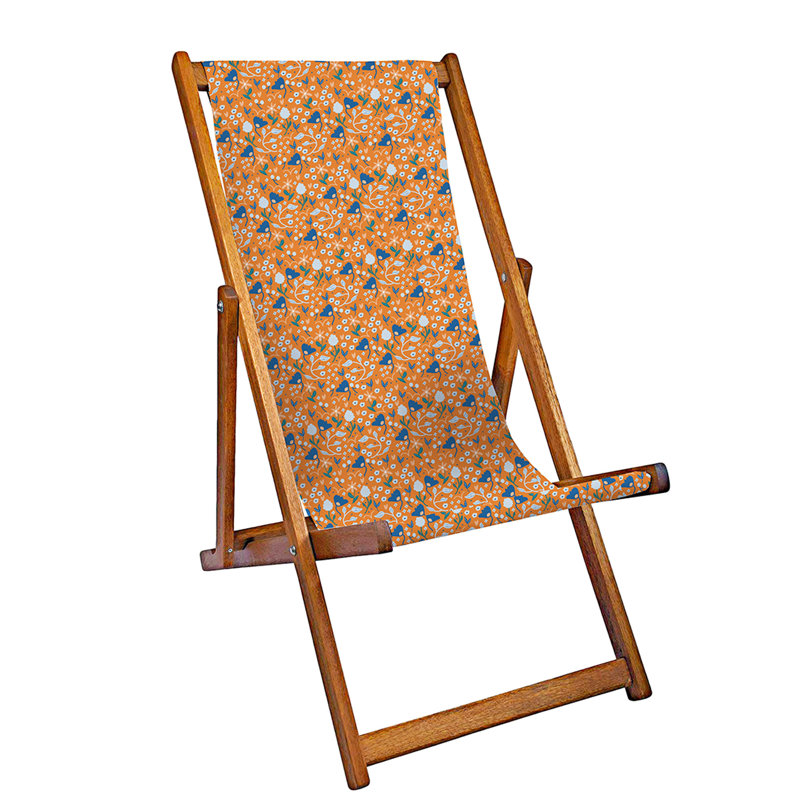 Corvena Folding Deck Chair, Orange/Navy
