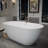  60" x 28.74" Acrylic Freestanding Bathtub, Oval Deep Soaking Bathtub with Matte Black Pop-up Drain & Integrated Overflow for Bathroom Spa-87147523-131363082