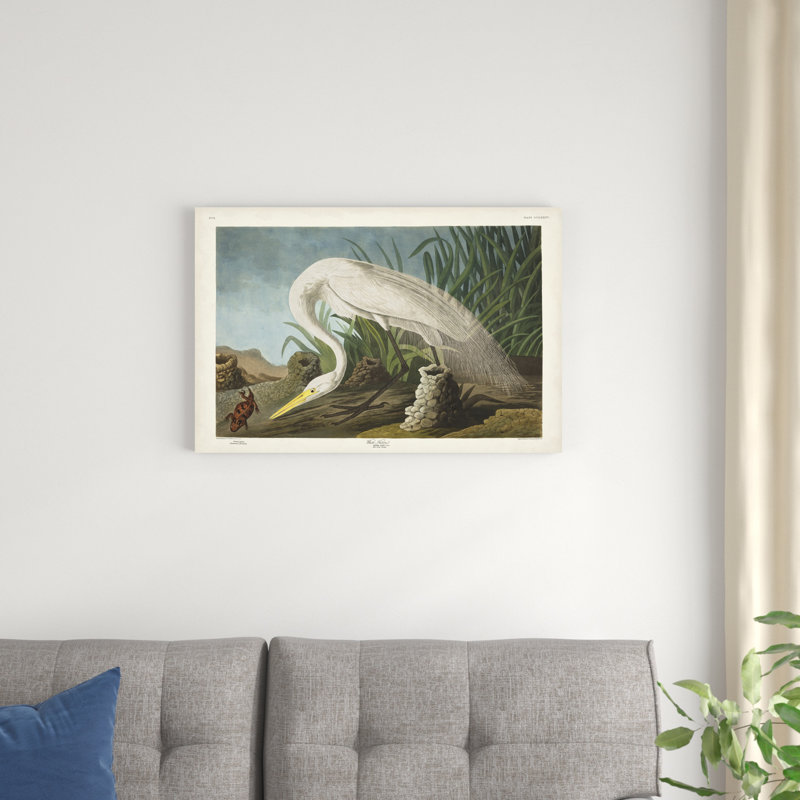 Héron blanc PL 386, H 20 po x l 30 po