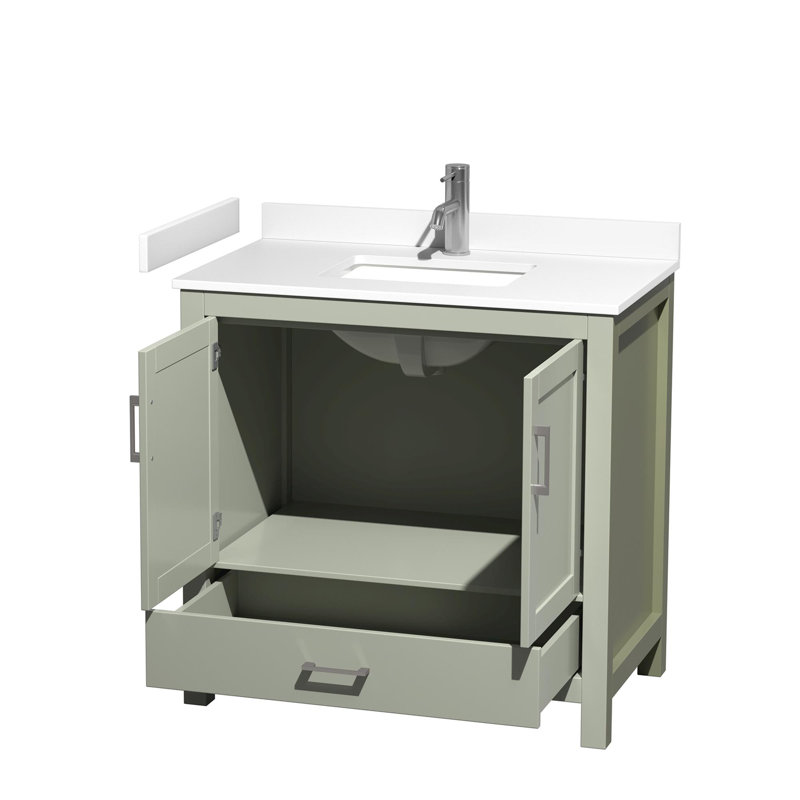 Sheffield 30" No Mirror Bathroom Vanity Set, White Cultured Marble, Dark Gray, 36"