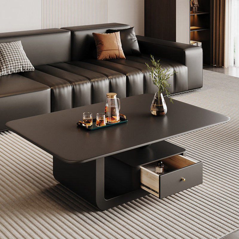 Ensemble de tables basses avec tiroir Minimalisme, Noir, H 16,53 po x L 23,62 po x l 47,24 po, Black