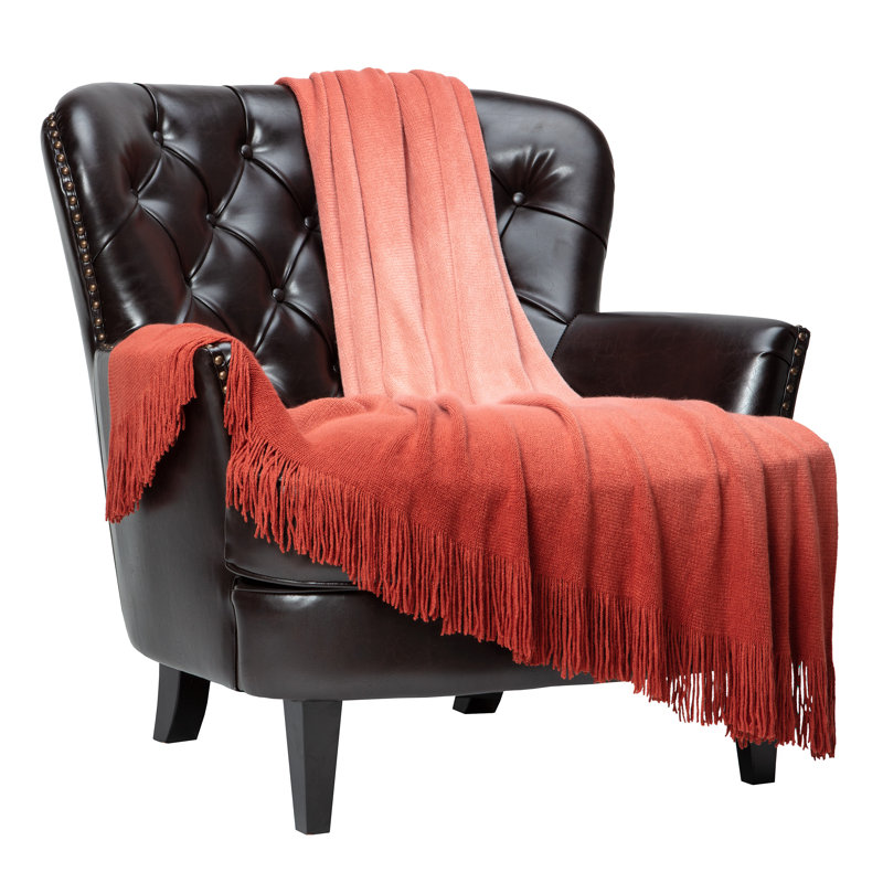 Hawaiian Sunset Ombre Acrylic Throw Blanket with Tassels