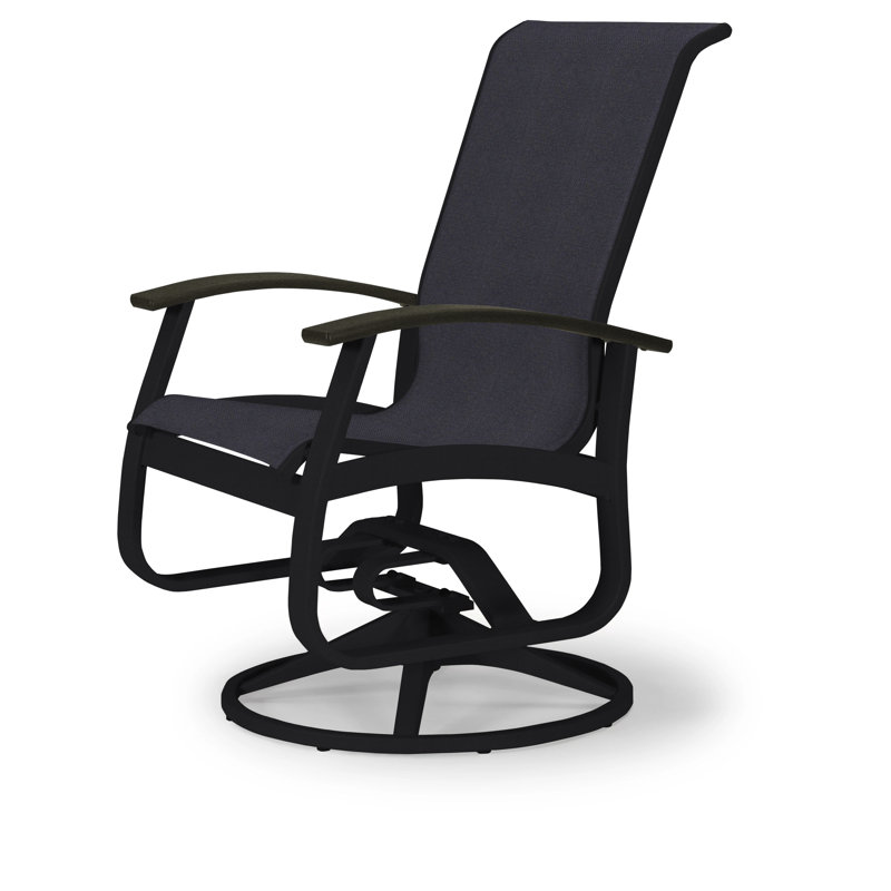 Chaise de patio pivotante Askar, Noir 5D Sunbrella®, Noir P70, Désert texturé