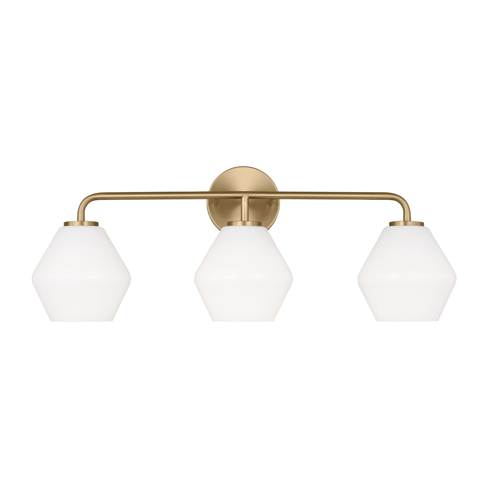 Rooks 3-Light Dimmable Vanity Light, Satin Brass, White