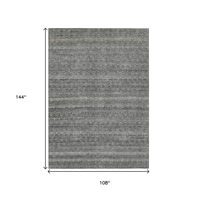 Tapis extérieur lavable rayé gris étain 9 pi x 12 pi