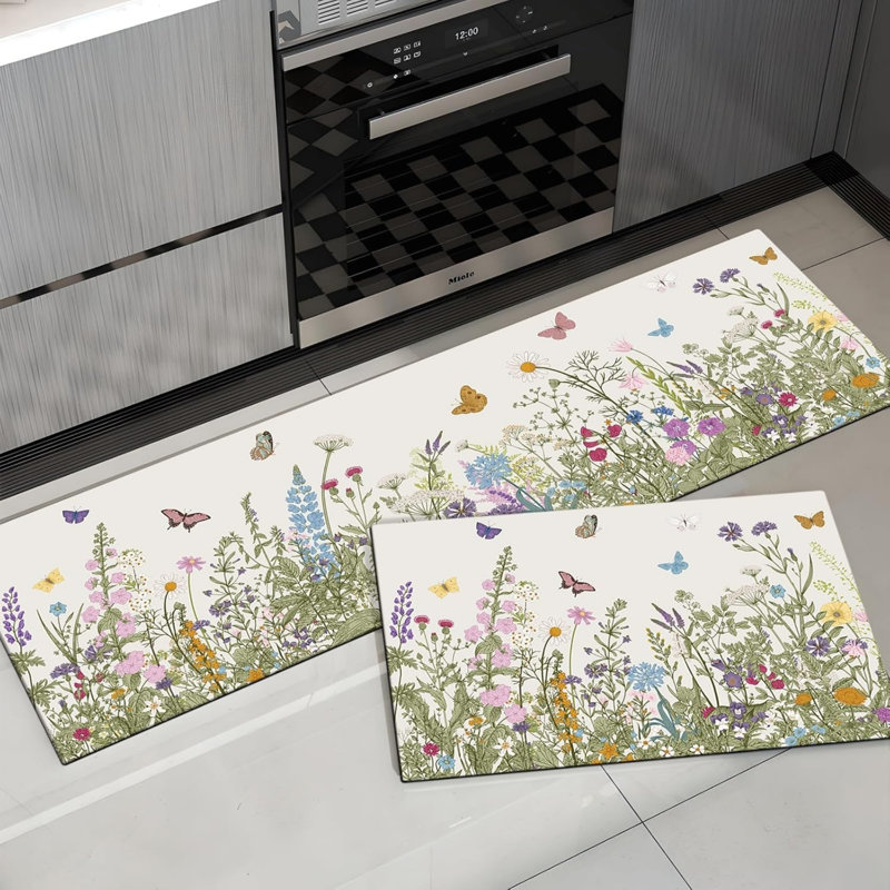 Ensemble de 2 tapis de cuisine Wildflower Butterfly