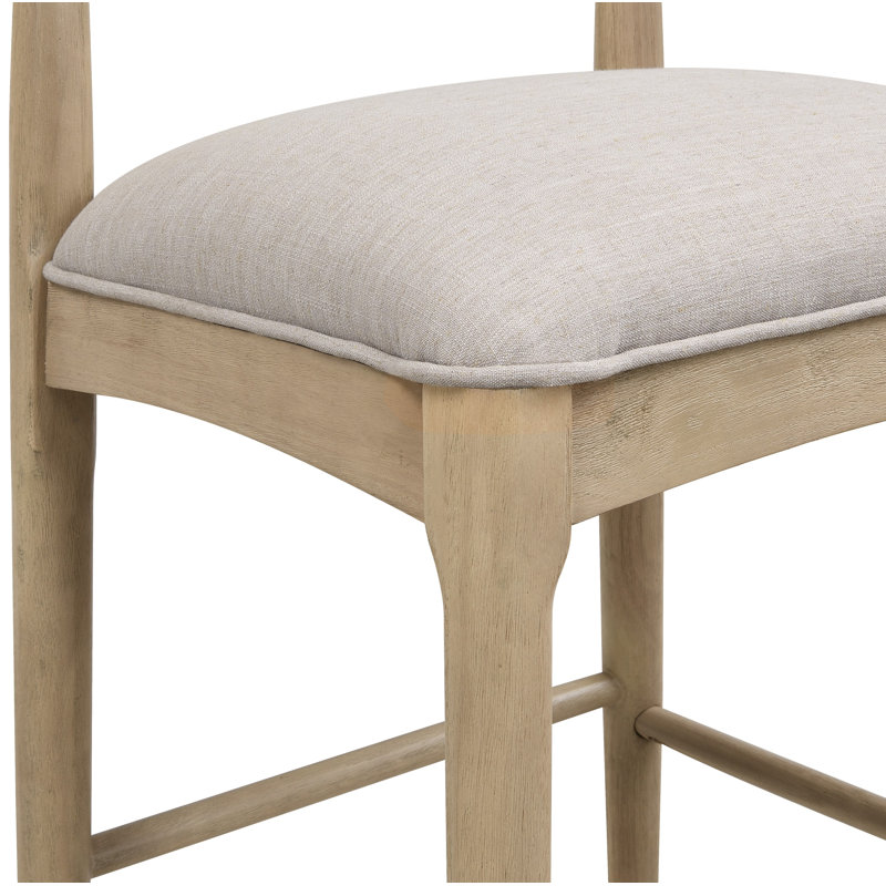 Tabouret de bar en tissu galet (ensemble de 2), Siège gris / structure en bois, Tabouret de bar (hauteur du siège de 30,5 po)