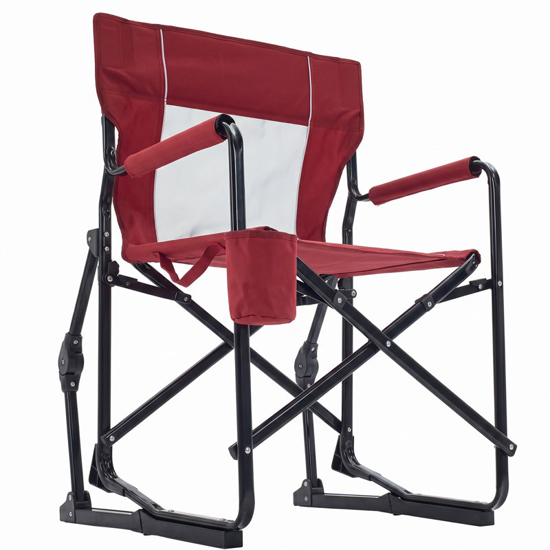  Outdoor Folding Rocking Camping Chair, Portable Mesh Lawn Chairs with Comfortable Mesh Backrest, Waterproof Armrests and Sturdy Frame