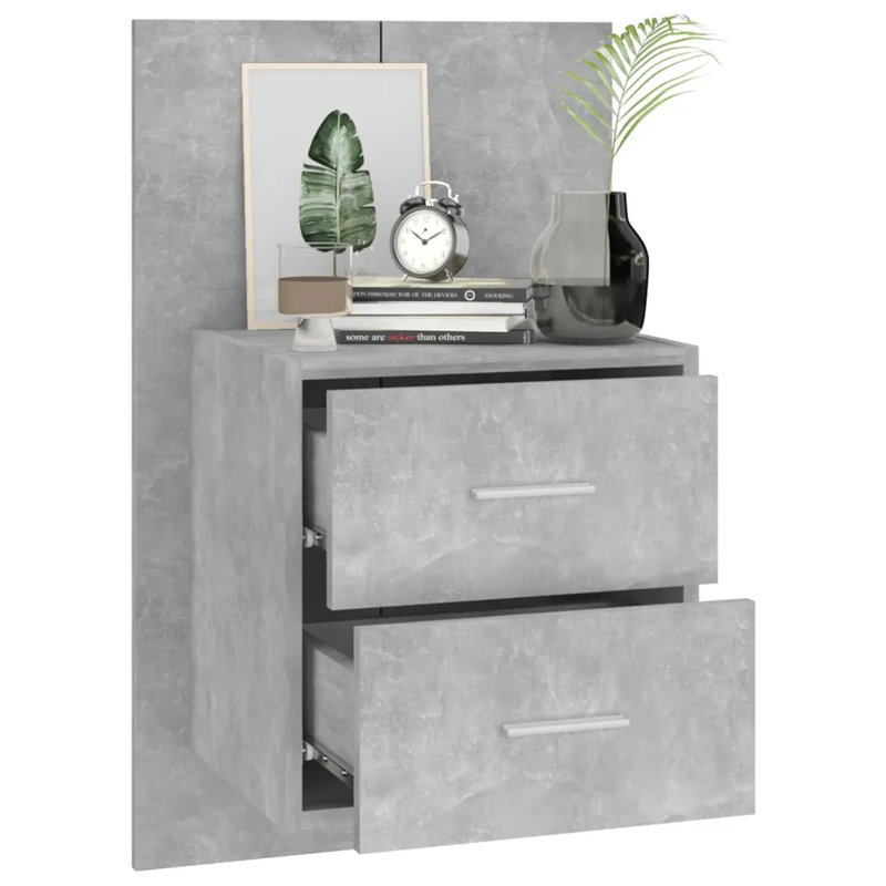 Jaicarious Wall-mounted Bedside Cabinet, Concrete Grey