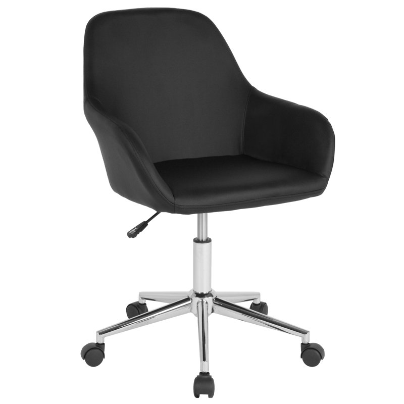 Black LeatherSoft Mid-Back Ergonomic Swivel Task Chair