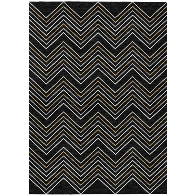 Machine Washable Indoor/Outdoor Jozwiak ACN2391 Geometric Rug, Rectangle 5' x 7'6"